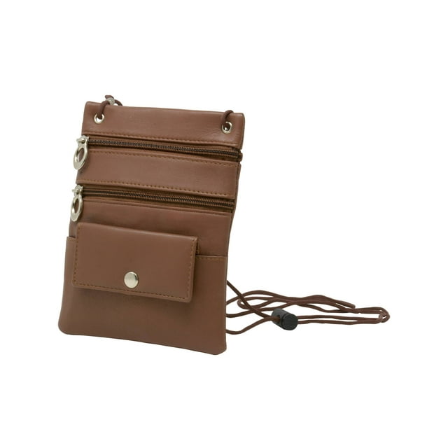 Soft Leather Purse Organizer Shoulder Bag 4 Pocket Micro Handbag Travel Wallet