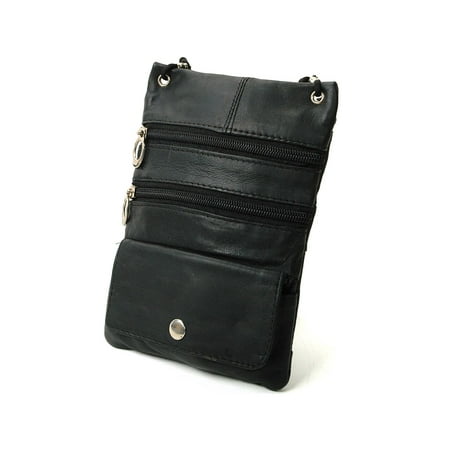 Soft Leather Purse Organizer Shoulder Bag 4 Pocket Micro Handbag Travel Wallet