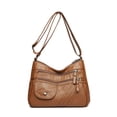 thumbnail image 1 of Soft Leather Shoulder Bag with Multiple Pockets and Spacious Interior for Women's Daily Use, Versatile Crossbody Purse with Practical Design for Work and Leisure, Fashionable Handbag, 1 of 9