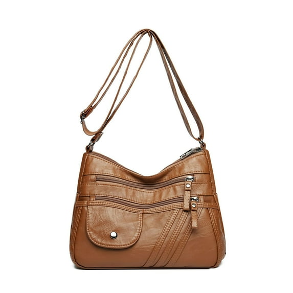 Soft Leather Shoulder Bag with Multiple Pockets and Spacious Interior for Women's Daily Use, Versatile Crossbody Purse with Practical Design for Work and Leisure, Fashionable Handbag