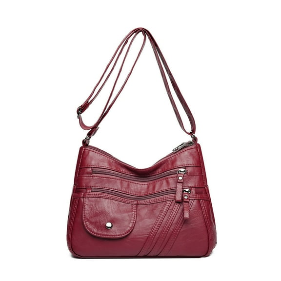 Soft Leather Shoulder Bag with Multiple Pockets and Spacious Interior for Women's Daily Use, Versatile Crossbody Purse with Practical Design for Work and Leisure, Fashionable Handbag
