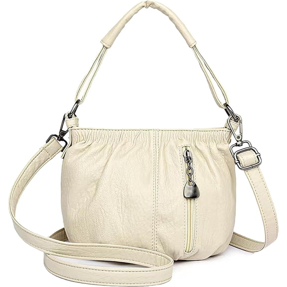 Soft Leather Small Bucket Bag 2-in-1 Crossbody Handbag Pleated Purse for Women,with Adjustable Strap,for Work,Everyday Use | Bucket Soft Leather