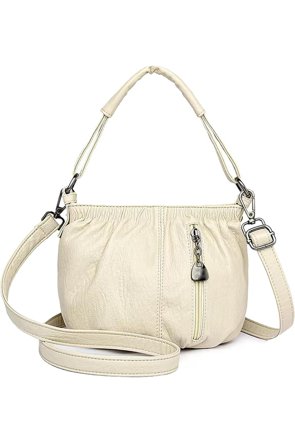 Soft Leather Small Bucket Bag 2-in-1 Crossbody Handbag Pleated Purse for Women,with Adjustable Strap,for Work,Everyday Use | Bucket Soft Leather