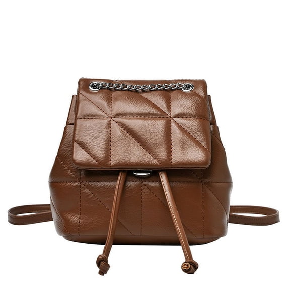 Soft Leather Small Fragrant Style Simple One-shoulder Portable Double-shoulder Small Backpack,Black