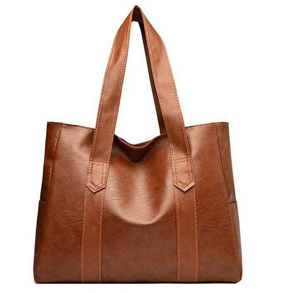 Soft Leather Tote Bags for Women's Fashion Simple Purses And Handbags Zipper Compartment Waterproof Shoulder Bag