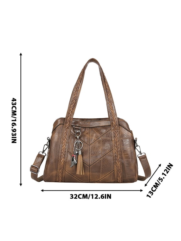 Soft Leather Women Tote Bag,Large Capacity Messenger Purse,Triple Compartment Design,Adjustable Shoulder Strap,Silver Hardware Zipper,Work Dating Travel,Multi Pocket Daily Organizer