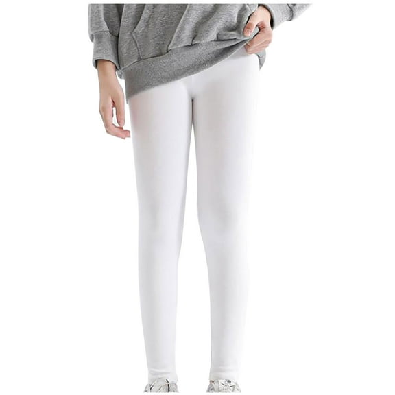 Soft Leggings for Girls Cotton Stretchy Basic Fall Winter Pants Thermal Underwear Long Johns Girl's Clothing 2-12T, White, 12 Years