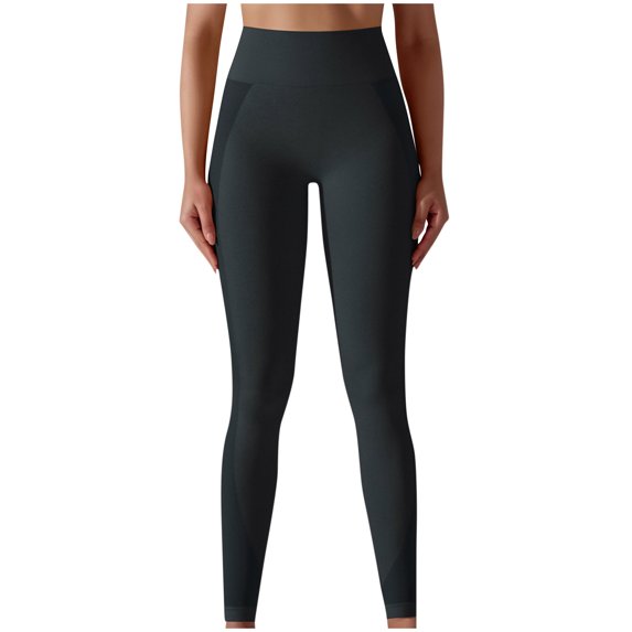 Soft Leggings for Women Fashion Casual Seamless Patchwork Color High Waist Stretchy Joggers Workout Yoga Pants(Black,S)