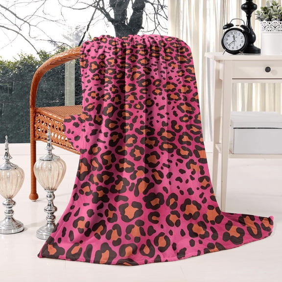 Soft Leopard Print Fleece Throw Blanket - Fleece Blanket for Bed Sofa Travel Camping and All Seasons Cozy Fluffy Plush Cheetah Print 50x60 inches