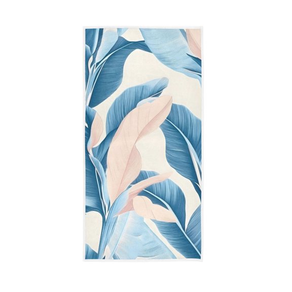 Soft Light Blue Palm Leaf Face Towel Absorbent Hand Towels Bath Sport Gym