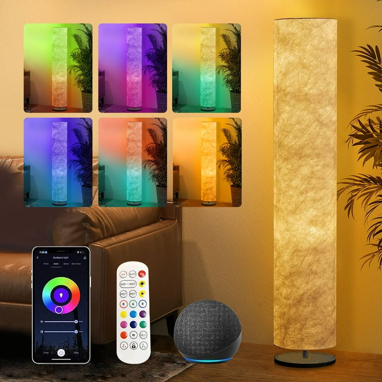 Soft Light LED Floor Lamps for Living Room 64 RGB Color Changing Tall Lamp Smart Standing Lamp with Remote Wifi APP Control for Living Room