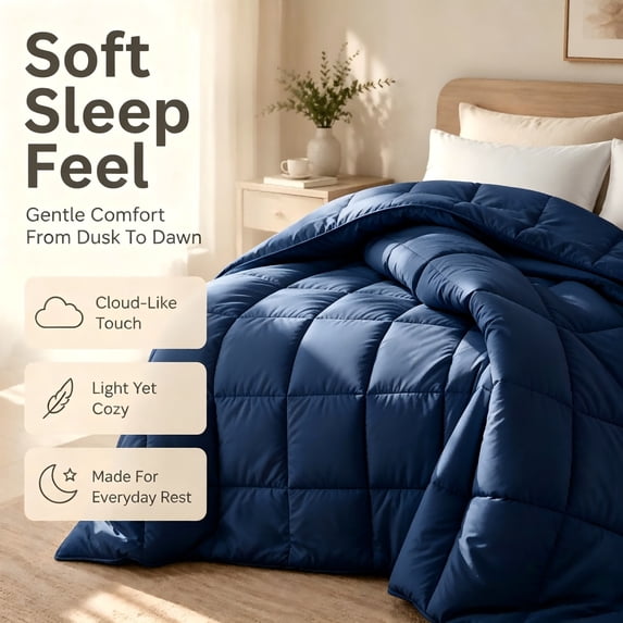 Soft Lightweight Bed Comforter, All‑Season Microfiber Duvet Insert, Breathable Quilted Comforter, Multi‑Color & Size Options