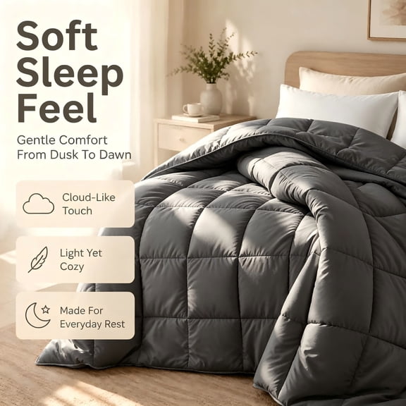 Soft Lightweight Bed Comforter, All‑Season Microfiber Duvet Insert, Breathable Quilted Comforter, Multi‑Color & Size Options