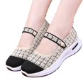 thumbnail image 1 of Soft Lightweight Grid Pattern Fly Knit Mary Jane Walking Shoes for Ladies, Breathable Casual Wedge Trainers with Cushioned Arch Support Insole, 1 of 4