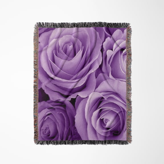 Soft Lilac Purple Poses Bouquet , Woven Blanket