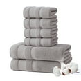 thumbnail image 1 of Soft Linen Luxury 8 Piece Towel Set, 2 Bath Towels 2 Hand Towels 4 Washcloths, 100% Cotton Turkish Towels for Bathroom, Dark Gray Towel Sets, 1 of 10