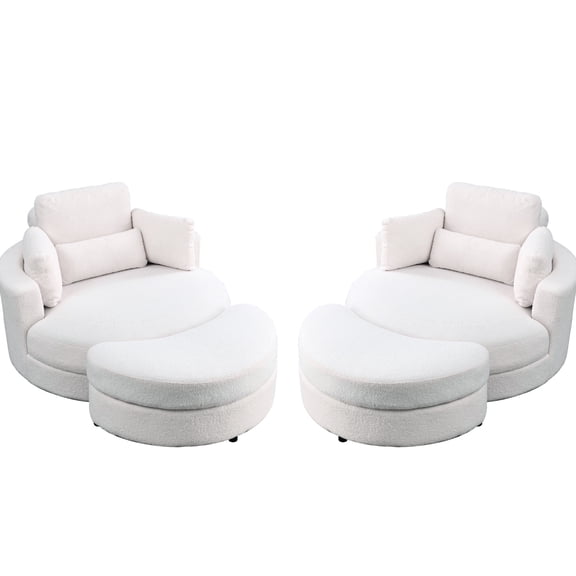 Soft Linen and Foam - Swivel Chair with Ottoman Storage - Living Room Nap Time - Comfortable and Stable
