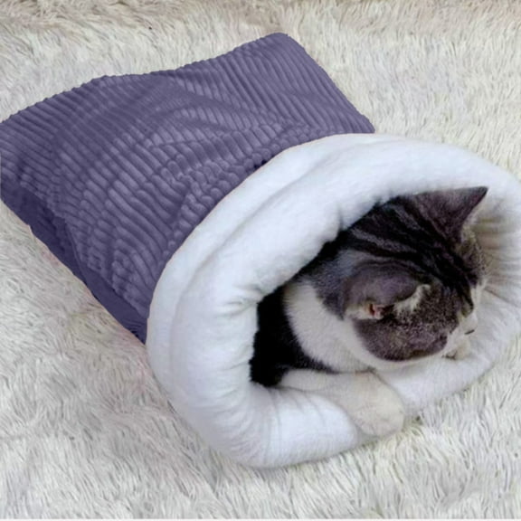 Soft Lining Pet Sleeping Bag, Velvet Corduroy for Small Animals, Pink Gray Yellow, 13.78x5.91x3.54in, Winter Warmth & Cozy