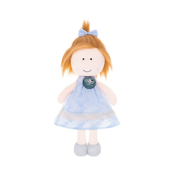 Soft Lint Knit Fabric Doll 13.7 Inch Stuffed Teddy Figure Premium Cotton Filling Cute Collectible Gift for Home Decor Festive(Blue)