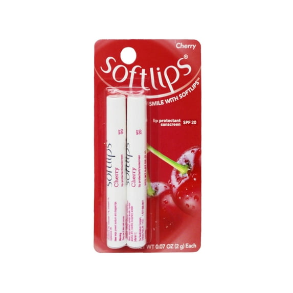 Soft Lips Lip Protectant Sunscreen SPF 20, Cherry, Twin Pack 0.07 oz Each