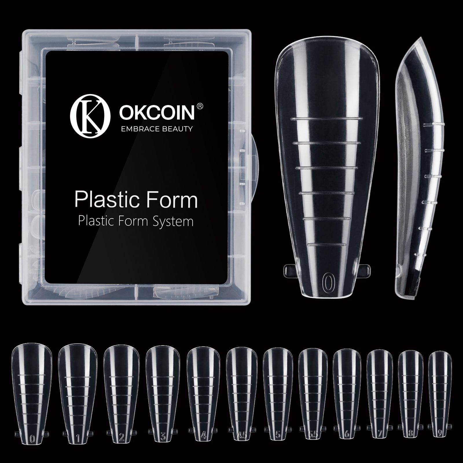 Soft Long Coffin Acrylic Press On False Nails, Clear, 240 Pieces