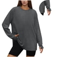 thumbnail image 1 of Soft Long Sleeve Workout Tops for Women Crew Neck Thumb Holes Golf Running Hiking Athletic Oversize Shirts (L, Gray), 1 of 4