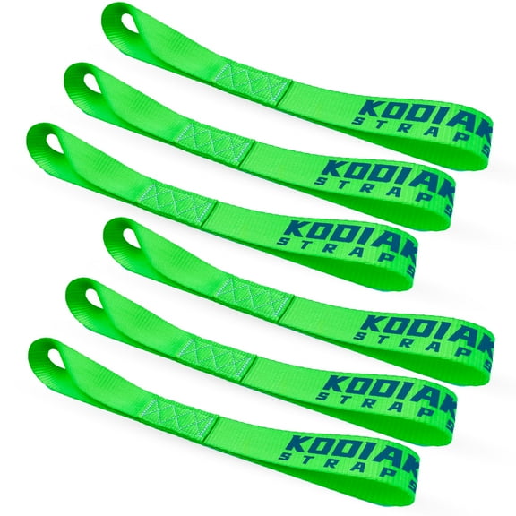Soft Loop Tie Down Straps - 1.5 x 18 inches- 10,000 lb Load Capacity - Green 6 Pack - Loops for Securing ATV, UTV, Motorcycles, Scooters, Dirt Bikes, Lawn & Garden Equipment by KODIAK STRAPS