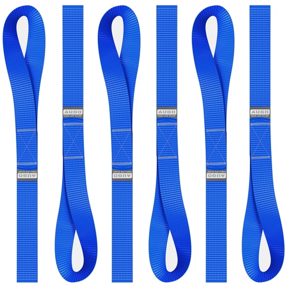 Soft Loop Tie Down Straps - 1,500 Load Capacity & 4,500 Lbs Breaking Strength - 6 Pack - Loops for Securing ATV, UTV, Motorcycles, Scooters, Dirt Bikes, Lawn & Garden Equipment - by AUGO