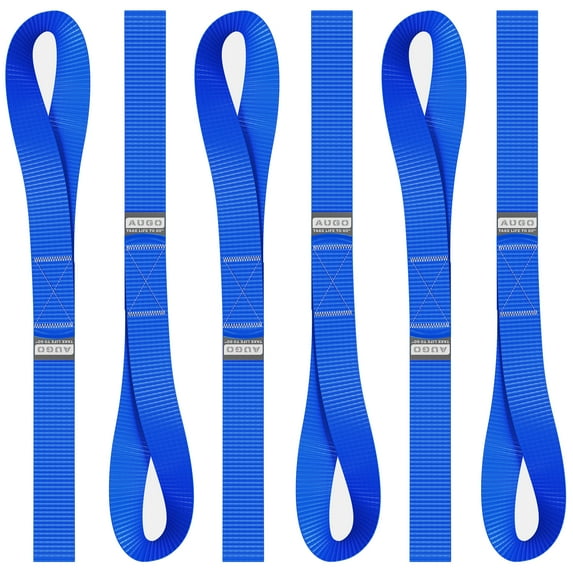 Soft Loop Tie Down Straps - 1,500 Load Capacity & 4,500 Lbs Breaking Strength - 6 Pack - Loops for Securing ATV, UTV, Motorcycles, Scooters, Dirt Bikes, Lawn & Garden Equipment - by AUGO