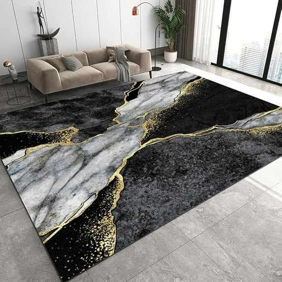 Soft Low Pile Bedroom Area Rug, Modern Luxury Art Design Outdoor Door Rug, Washable Non-Slip Nursery Carpet, Study Room Dining Room Office Easy Clean Rug 5 x 6ft