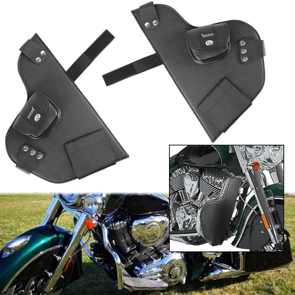 Soft Lowers Chaps Leg Wind Deflectors Warmer Bags Motorcycle Crash Bar Bag Rider Compatible with For Indian 2014-2024 Black 2PCS