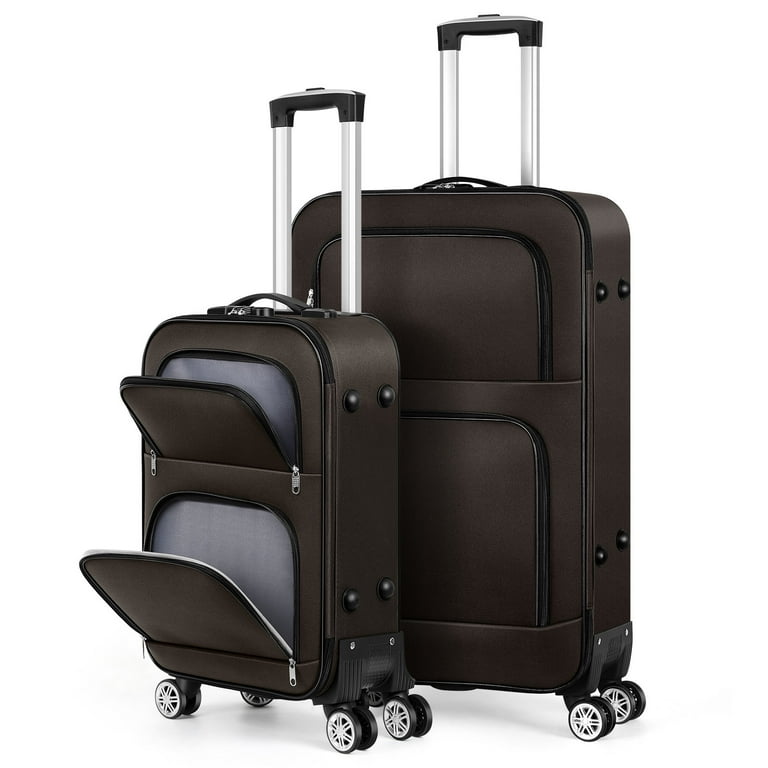 Soft Luggage Upright Rotating Soft Shell Expandable Lightweight Luggage Travel Set 2 Piece Luggage Set Brown Walmart