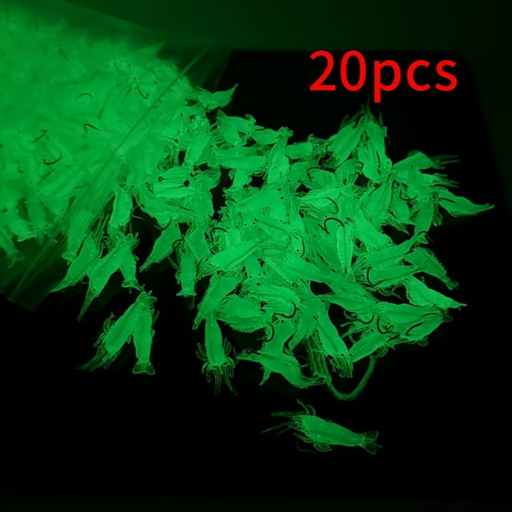 Soft Luminous Shrimp Lures, Realistic Fishing Lure Baits for Bass, Walleye, Trout & More