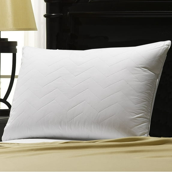 Soft Luxury Plush 100% Cotton Quilted Chevron Gel Fiber Stomach Sleeper Pillow