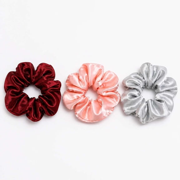 Soft Luxury Satin Scrunchies for Women Silk Pastel Colors - Hair Ties Combo - Anti-Hair Breakage - Hair Scrunchie Set for Women, Random Color (Pack of 3)