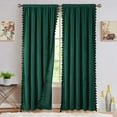 thumbnail image 1 of Soft Luxury Velvet Curtains with Tassels Room Darkening Rod Pocket Window Curtains for Living Room Bedroom, 2 Panels Green 42" W x 63" L x 2, 1 of 7