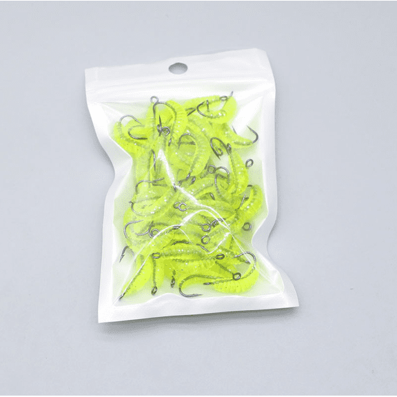 Soft Maggot Fishing Lure Set Lifelike Bionic Grub Baits with Hook for Multiple Freshwater Fish Durable Rubber Lake River 30Pc