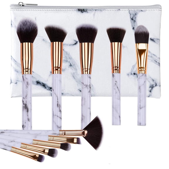 Soft Makeup Brushes, Precision Brushes With Marble Handle, Synthetic Fibers For Non-Shedding Professional Makeup Application, Complete Makeup Brush Set Including Face And Eye