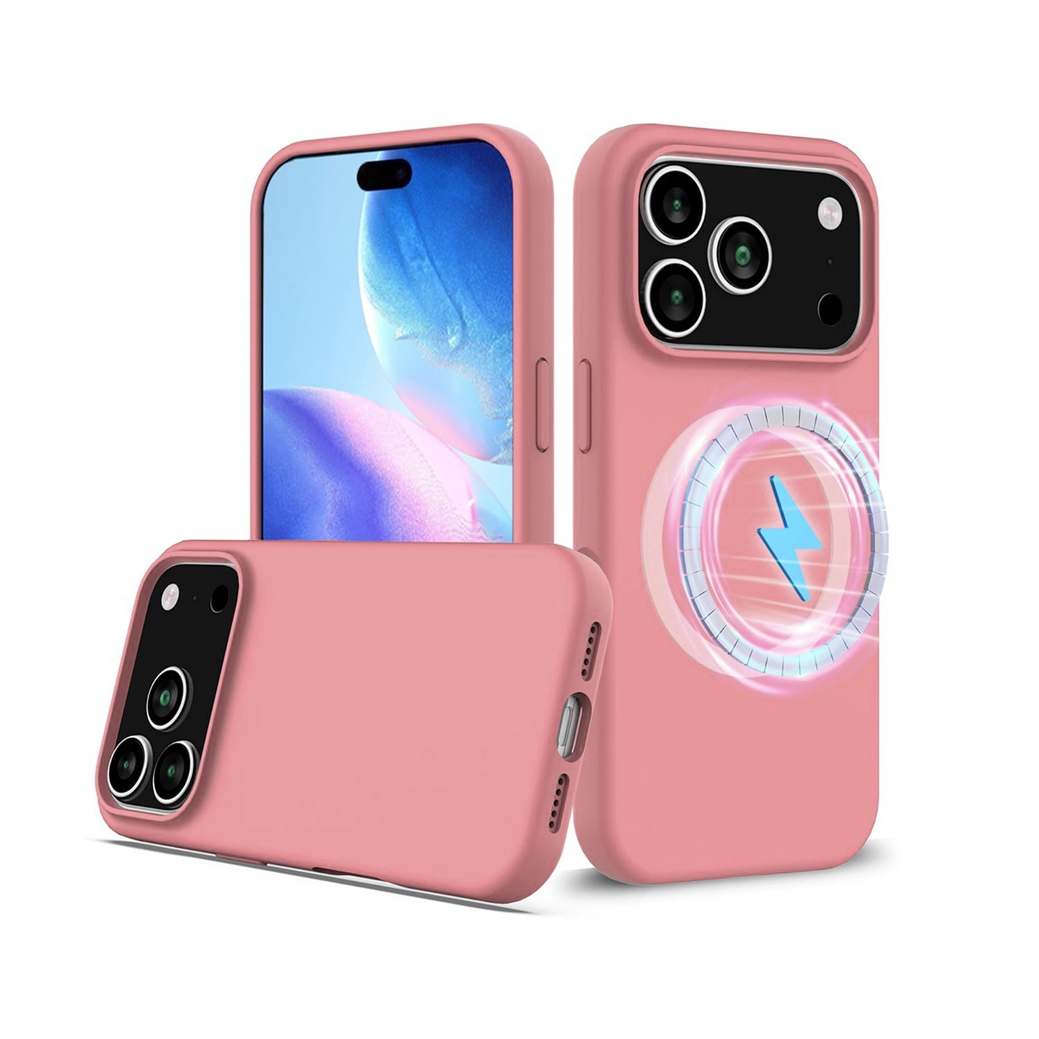 Soft Matte Silicone Back Cover for iPhone 17 Pro Max with Wireless Charge Support - Pink