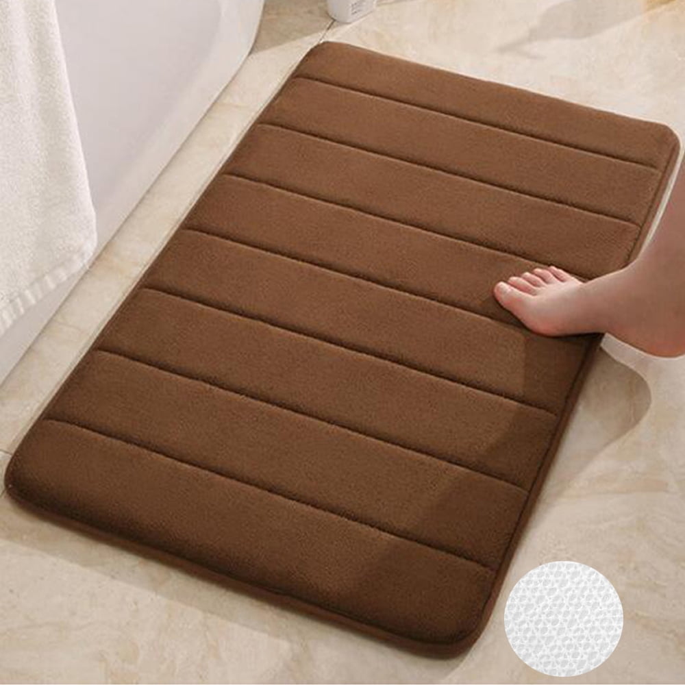 Soft Memory Foam Bathroom Rugs Absorbent Non-Slip PVC Backing 20" x 32" Brown Bath Mats Machine Washable