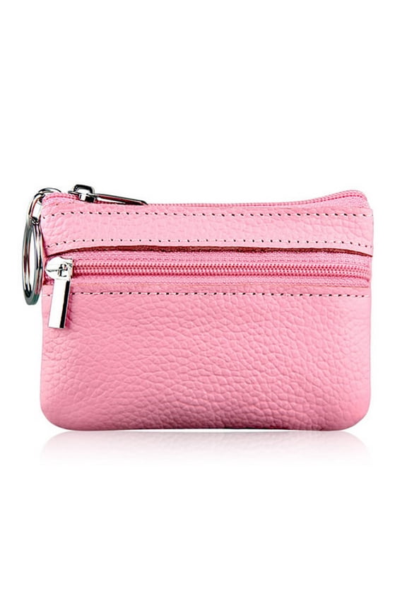 ✪ Soft Men Women Card Coin Key Holder Zip Genuine Leather Wallet Pouch Bag Purse