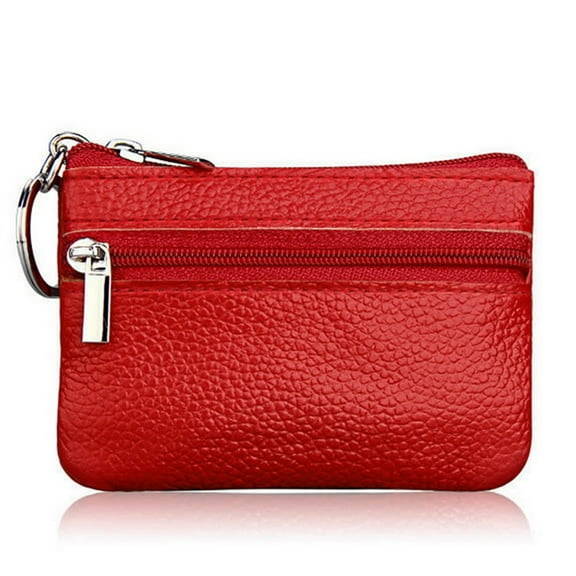 ✪ Soft Men Women Card Coin Key Holder Zip Genuine Leather Wallet Pouch Bag Purse
