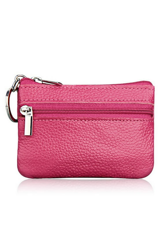 ✪ Soft Men Women Card Coin Key Holder Zip Genuine Leather Wallet Pouch Bag Purse
