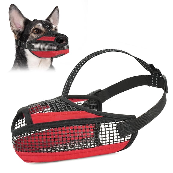Soft Mesh Dog Muzzle with Reflective Adjustable Strap, Lightweight Muzzle for Large Medium Small Dogs, Prevents Biting Chewing Licking, Open Nose Design for Panting and Drinking (Pink, XS)
