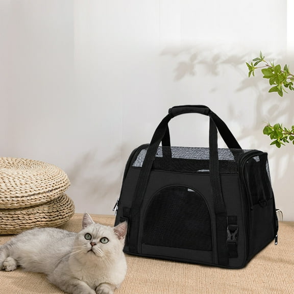Soft Mesh Pet Carrier Travel Bag Portable Breathable Ventilated Tote for Small Dogs Cats with Side Opening for Outdoor Walking Shop Hiking Airline Approved Under Seat