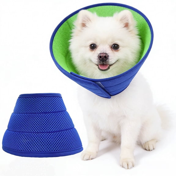 Soft Mesh Pet Recovery Collar Adjustable Post-Surgery E-Collar for Dogs Cats Breathable Anti-Lick Wound Healing Protective Cone S
