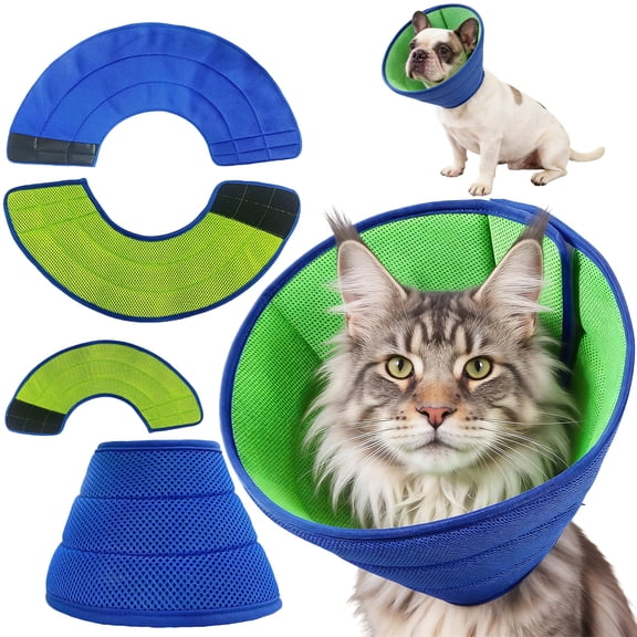 Soft Mesh Pet Recovery Collar for Dogs & Cats, Post-Surgery Protective Cone Alternative, Anti-Licking Wound Healing E-Collar, Adjustable Breathable Comfort Ring, 1 PC
