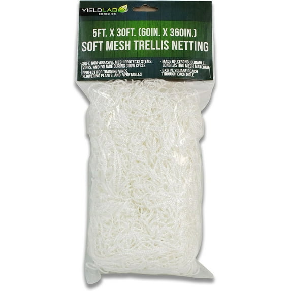 Soft Mesh Trellis Netting (5 ft x 30 ft) – Hydroponic, Aeroponic, Horticulture Growing Equipment
