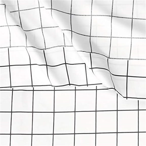 Soft Microfiber 4-Piece Bed Sheet Set with Elastic Side Pockets, Full, Black Grid, Geometric