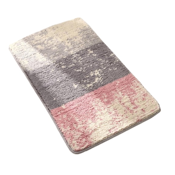 Soft Microfiber Bathroom Rugs Non-Slip Backing 15.8 x 23.6inch Comfortable Fluffy Pink Gray Beige Small Bath Mats Machine Washable